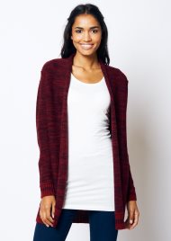 chunky knit open cardi bordo