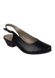 low heeled sling back shoe black