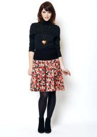 butterfly skater skirt beige