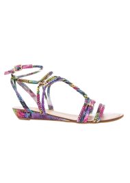 snake low wedge plaited sandal multi