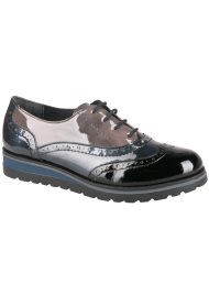patent lace up brogue grey/black