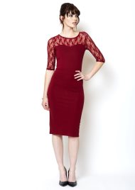 3/4 Sleeve lace dress burgundy