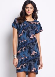 abstract print tunic dress blue