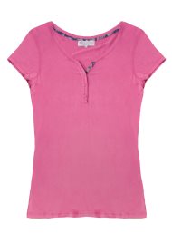 button up short sleeve tee pink