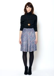 ditsy print skater skirt blue