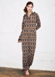 nordic print onesie brown