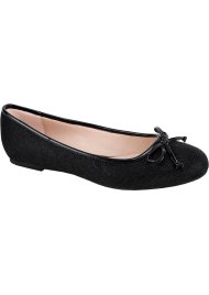 textured glitter flat ballet pump black