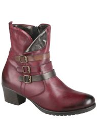 triple strap heeled boot wine