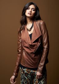 panelled jacket tan