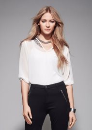 sequin trim dip hem top nude