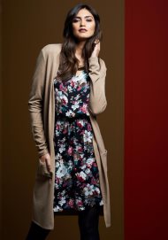 autumn flowers print v neck dress black