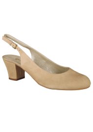 suede block heel sling back sand