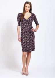 ditsy print crossover dress chocolate