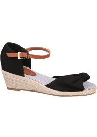 wedge bow sandal black