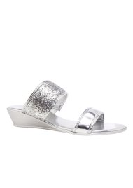 glitter wedge sandal silver