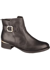 silver trim ankle boot black