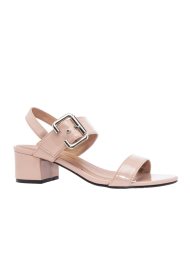 patent buckle trim sandal beige