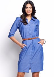 chambray pocket dress blue