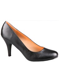 leather look round toe pump black
