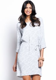 graphic print tunic dress pale grey