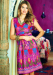 Ikat crossover dress magenta